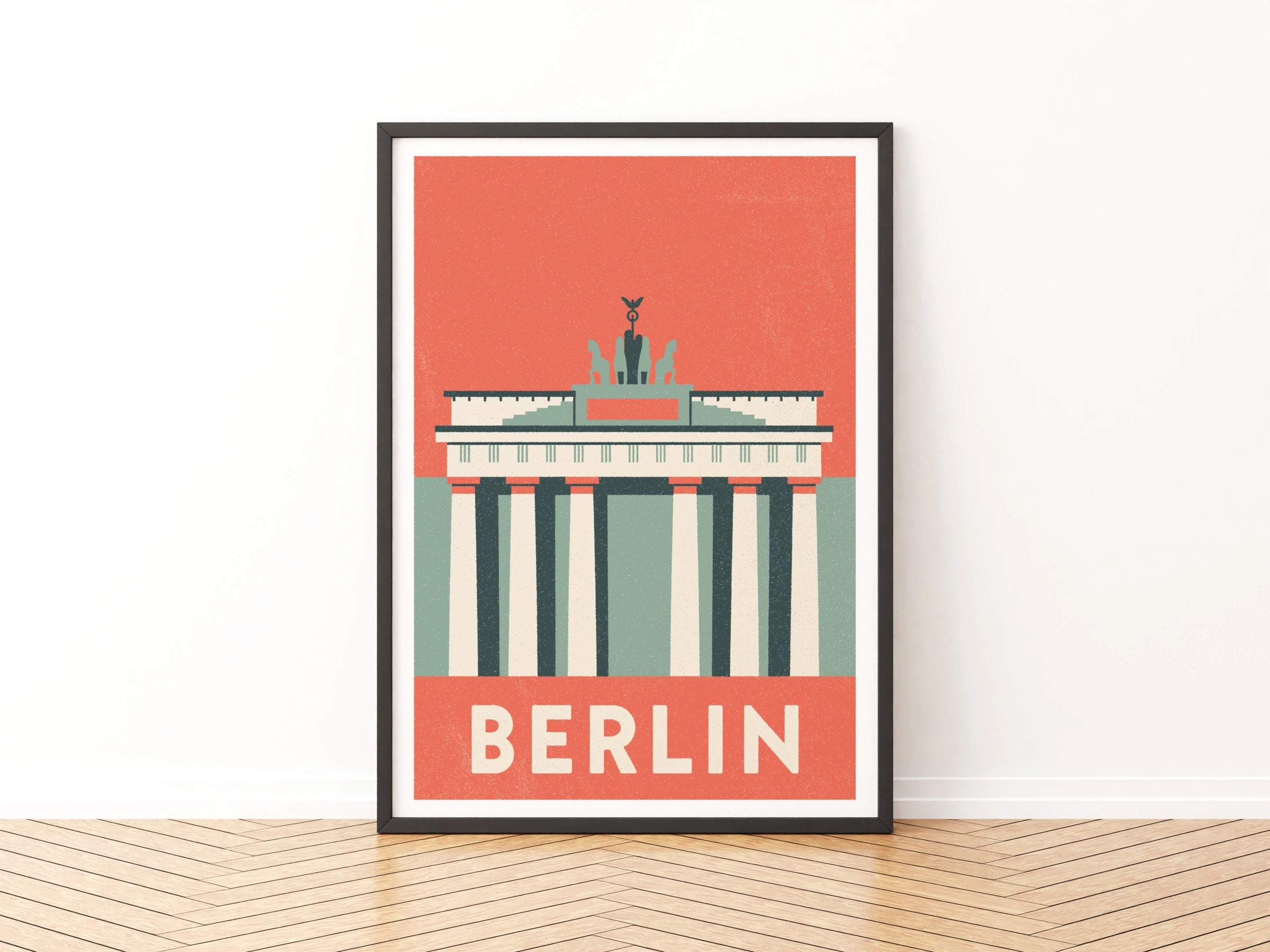 Berlin Retro Travel Poster, Brandenburg Gate Print, Germany Wall Art, Vintage Travel