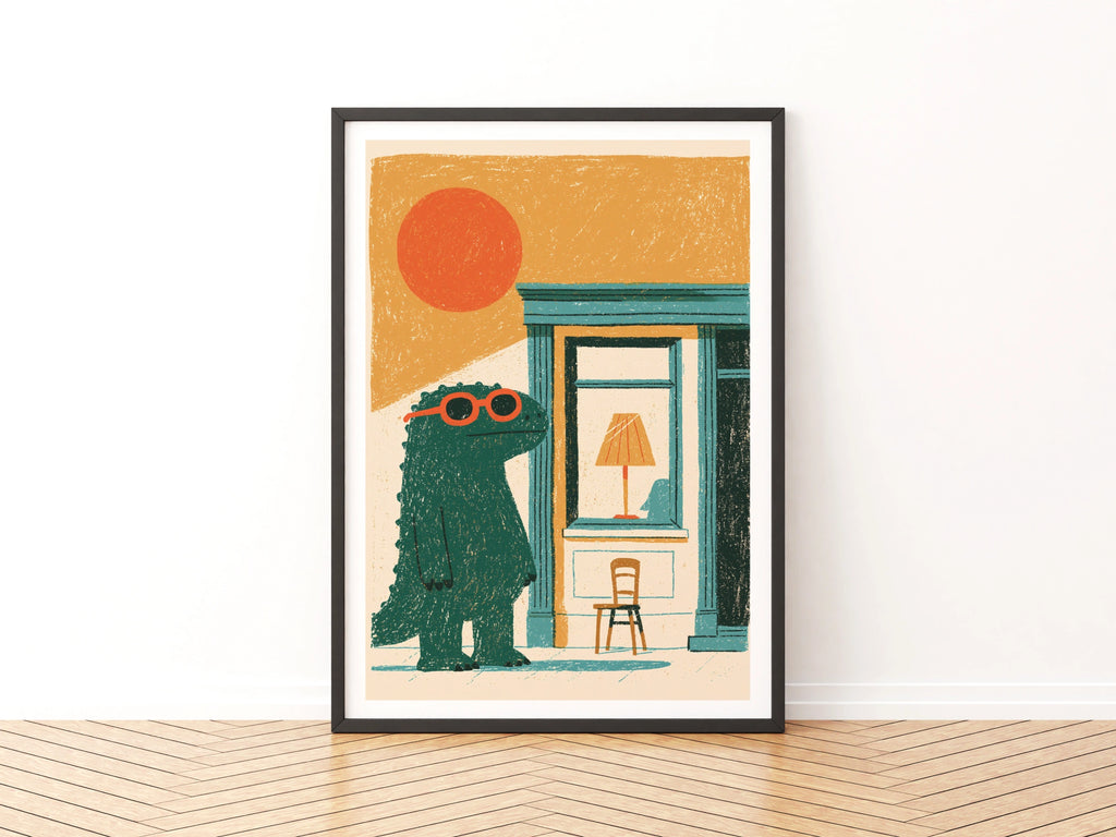 Retro Monster Kids Print, Funny Dinosaur Wall Art, Children's Collectable Poster