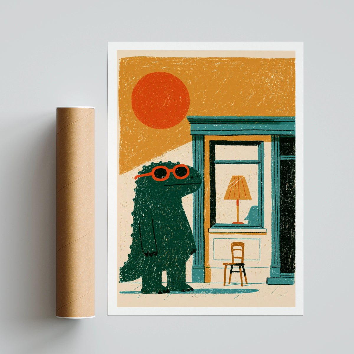Retro Monster Kids Print, Funny Dinosaur Wall Art, Children's Collectable Poster