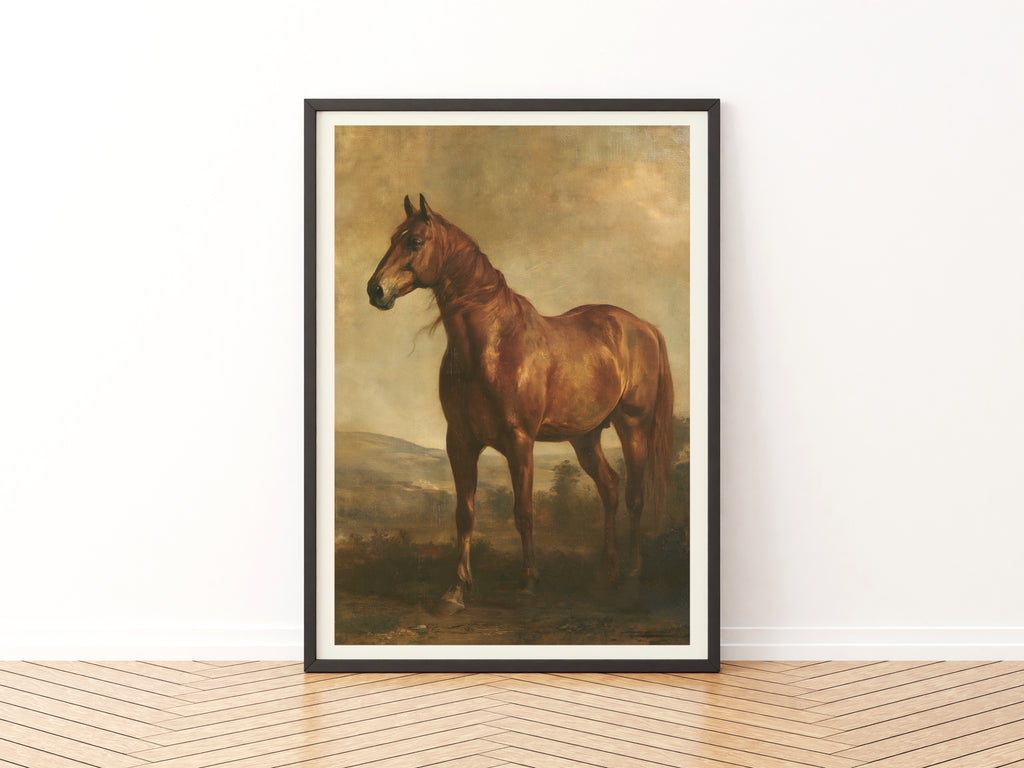 Chestnut Horse Oil Painting Print, Vintage Equestrian Wall Art, Classic Inspired Prints