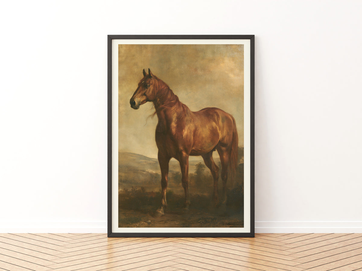 Chestnut Horse Oil Painting Print, Vintage Equestrian Wall Art, Classic Inspired Prints