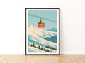 Retro Ski Gondola Poster, Vintage Mountain Cable Car Print, Alpine Wall Art Gift