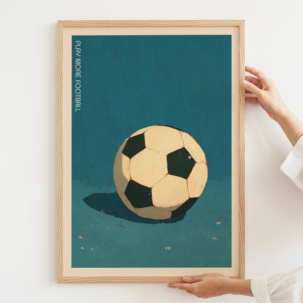 Play More Football Retro Print, Kids Football Poster, Vintage Soccer Wall Art, Boys Bedroom Decor