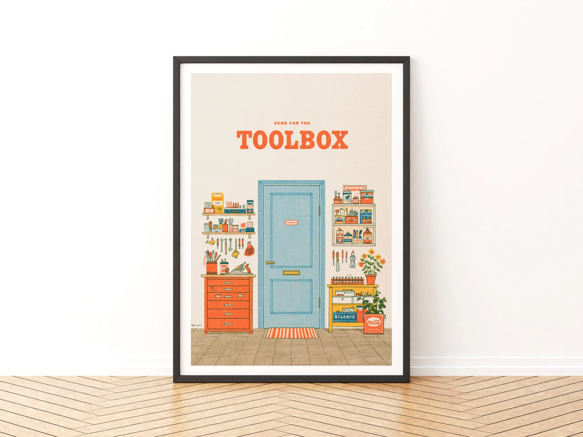 Send for the Toolbox Retro Workshop Poster, Vintage Tool Room Wall Art Print, DIY Gift