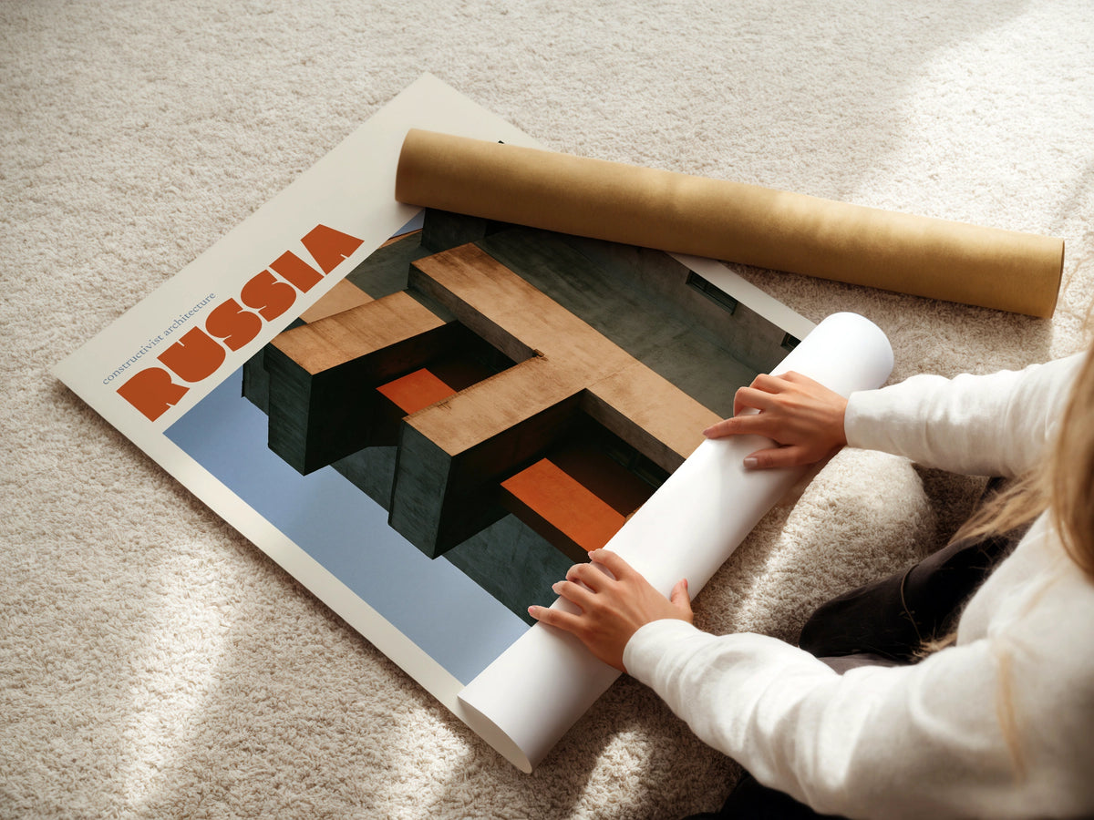 Russia Constructivist Architecture Poster, Retro Travel Print, Soviet Building Wall Art