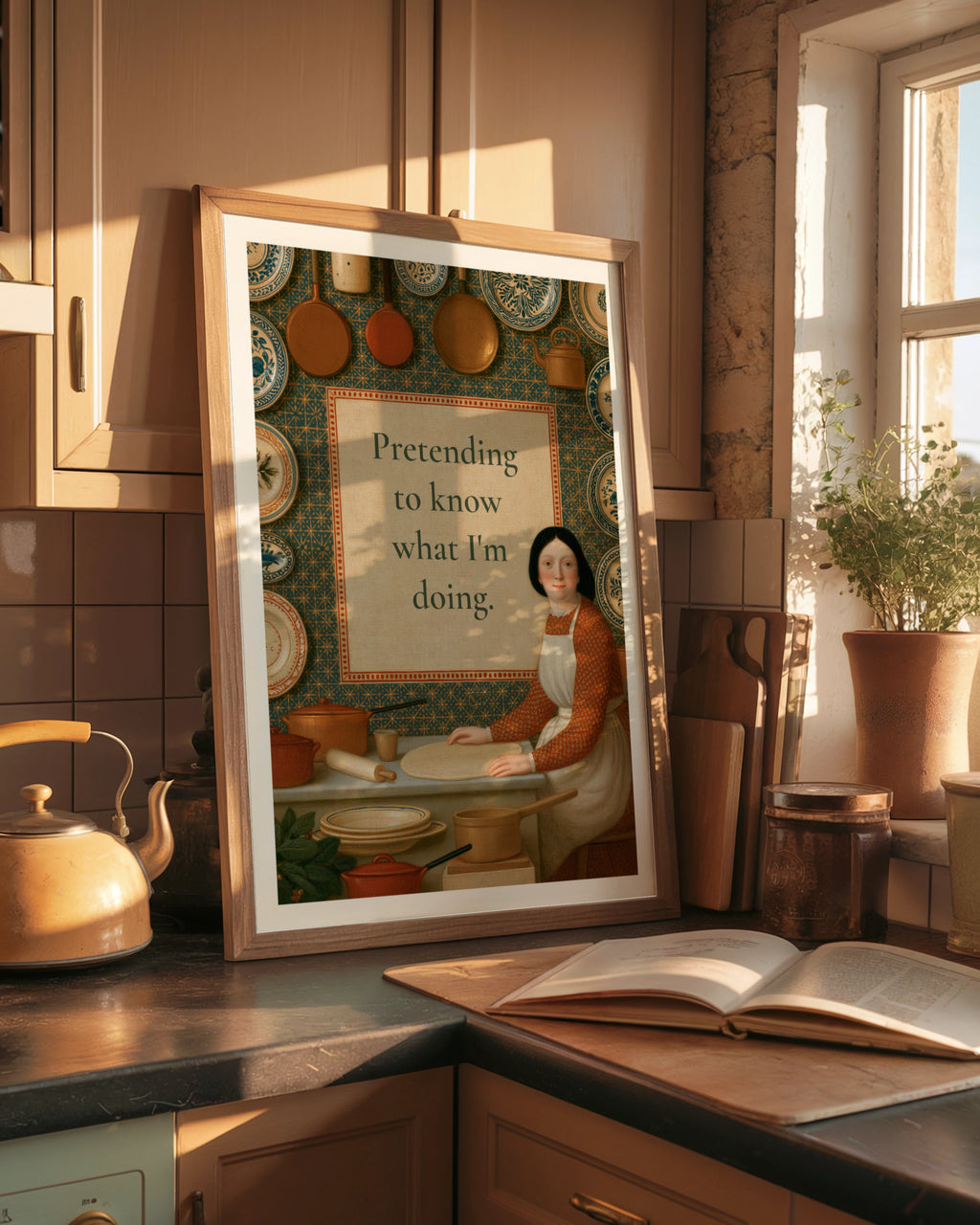 Funny Kitchen Quote Print, Classic Inspired Cooking Wall Art, Vintage Baker Poster Gift