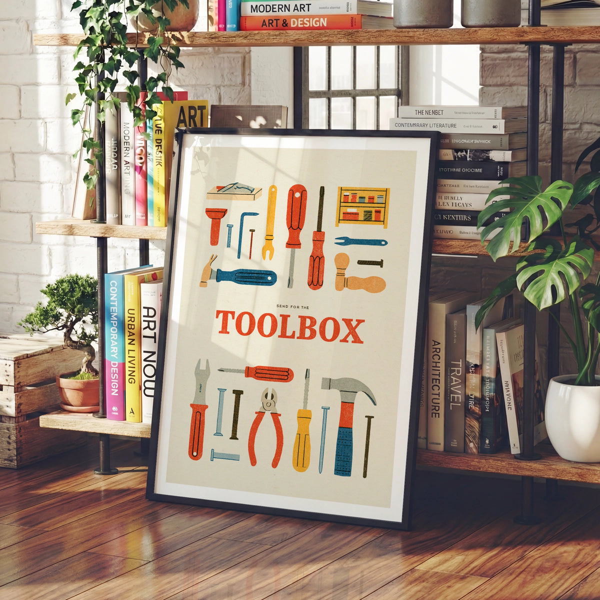 Retro Toolbox Poster, Vintage Tools Wall Art Print, Workshop Decor, Gift for DIY Fan