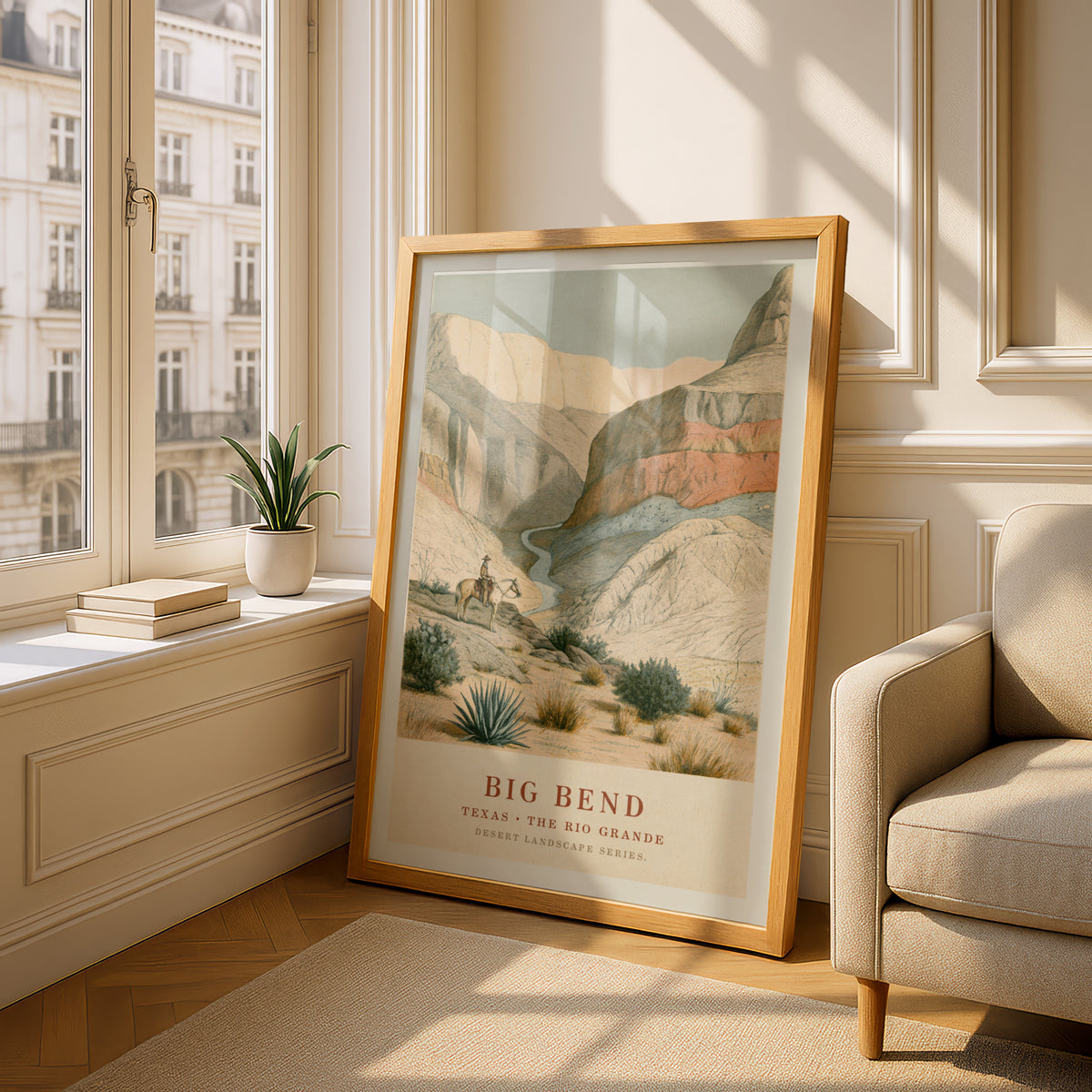 Big Bend Texas Print, Rio Grande Canyon Vintage Desert Landscape Poster, Western Wall Art Decor