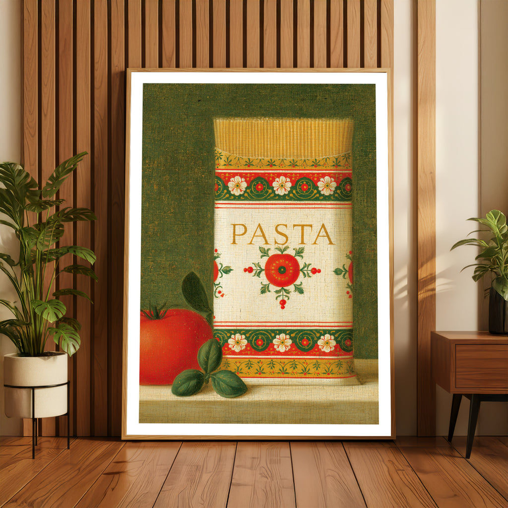 Vintage Food Poster Print, Pasta Kitchen Wall Art, Rustic Italian Retro Mid Century Risograph Decor