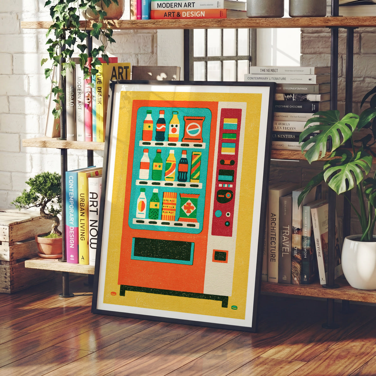 Retro Vending Machine Poster, Vintage Snack Art Print, Bold Colourful Pop Art Wall Decor