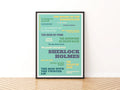 Sherlock Holmes Typography Print, Conan Doyle Literary Poster, Teal Book Lover Wall Art