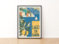 Lago di Garda Retro Travel Poster, Vintage Travel Italian Lake Print, Lemon Tree Wall Art