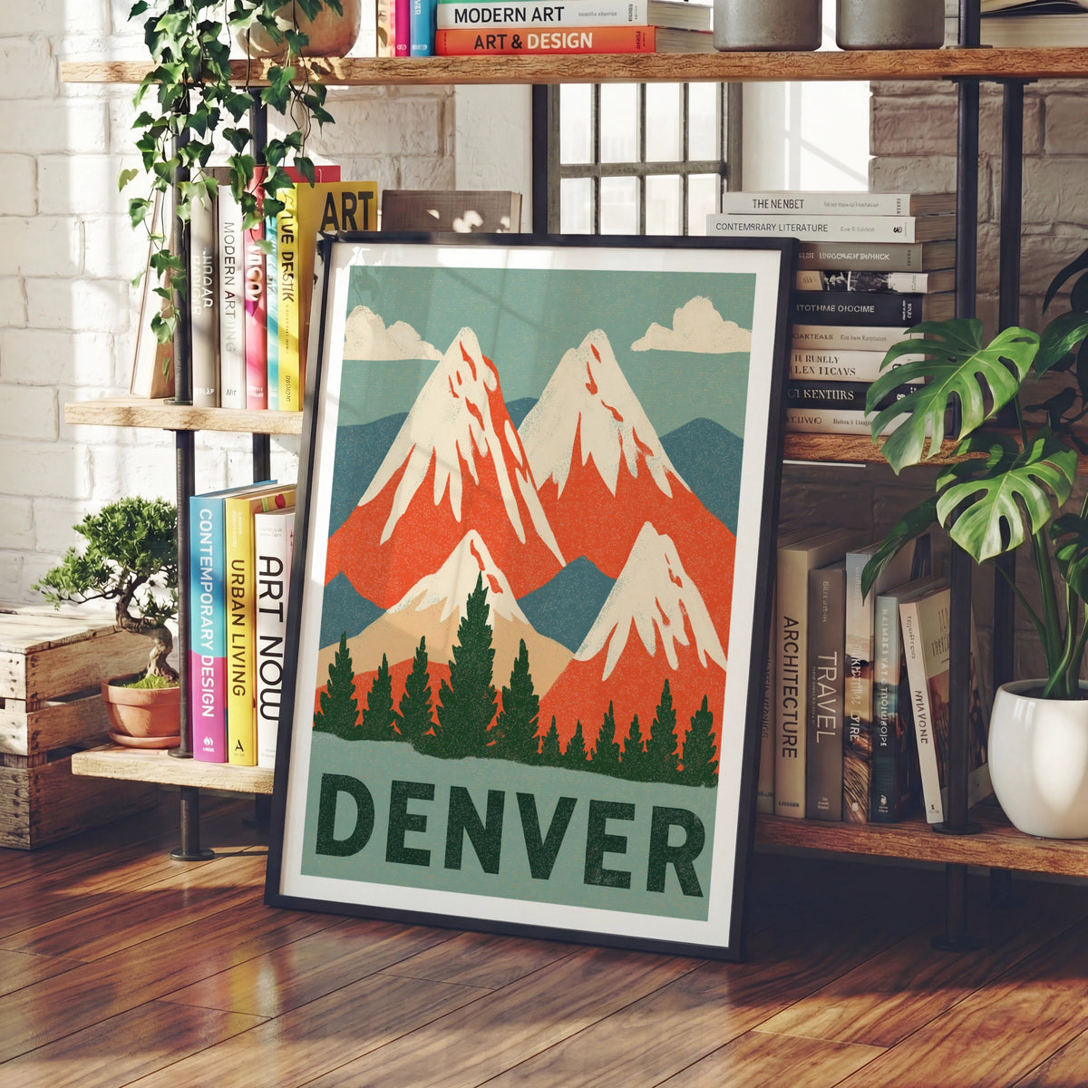 Denver Retro Travel Poster, Colorado Mountain Print, Vintage Travel Wall Art Gift