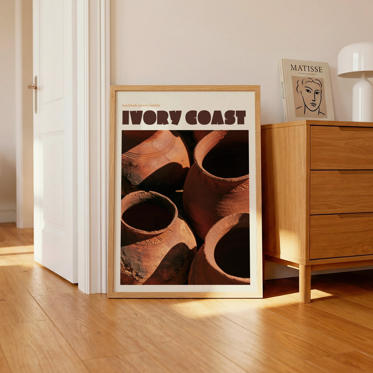 Ivory Coast Print, contemporary Africa travel art, Katiola pottery wall art