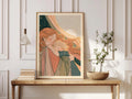 Mother and Child Art Print, Art Nouveau Poster, Celestial Moon and Stars, Nursery Wall Decor