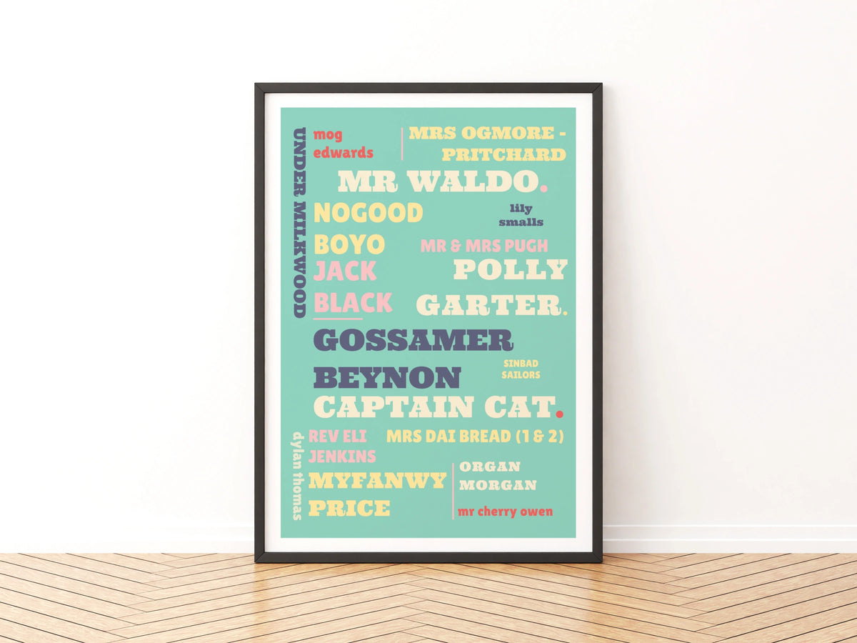 Under Milk Wood Print, Dylan Thomas Poster, Welsh Literature Wall Art, Retro Typography Gift