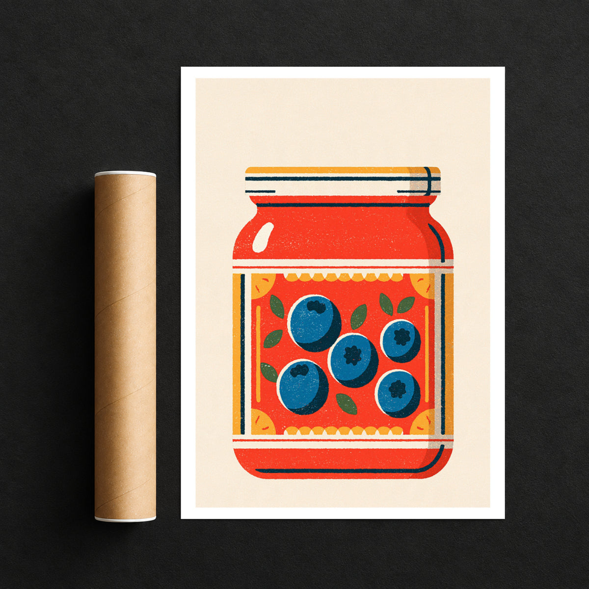 Vintage Food Poster Print | Rustic Kitchen Decor, Blueberry Jam Jar Art, Retro Pantry Wall Art