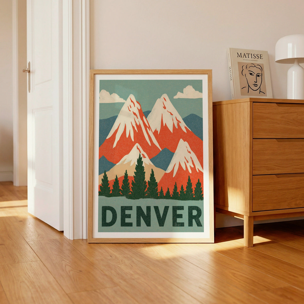 Denver Retro Travel Poster, Colorado Mountain Print, Vintage Travel Wall Art Gift