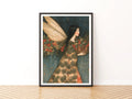 Winter Fairy Art Print, Christmas Folk Poster, Holly Berry Pine Cone Classic Inspired Wall Art