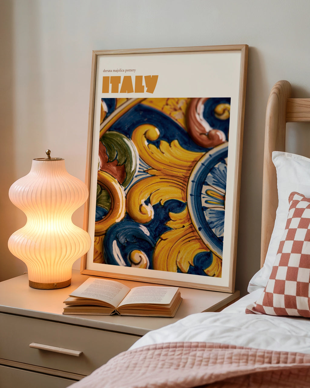 Italy Travel Print, Deruta Majolica Pottery Contemporary Wall Art, Italian Gift