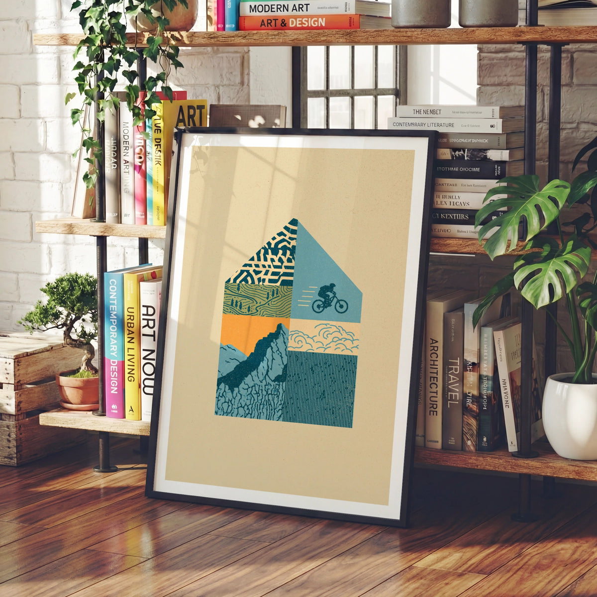 Mountain Bike Retro Poster, Cycling Art Print, Vintage MTB Wall Art, Outdoors Gift for Cyclists