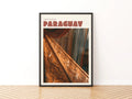 Paraguay Retro Travel Poster, Traditional Wooden Harp Print, South America Wall Art