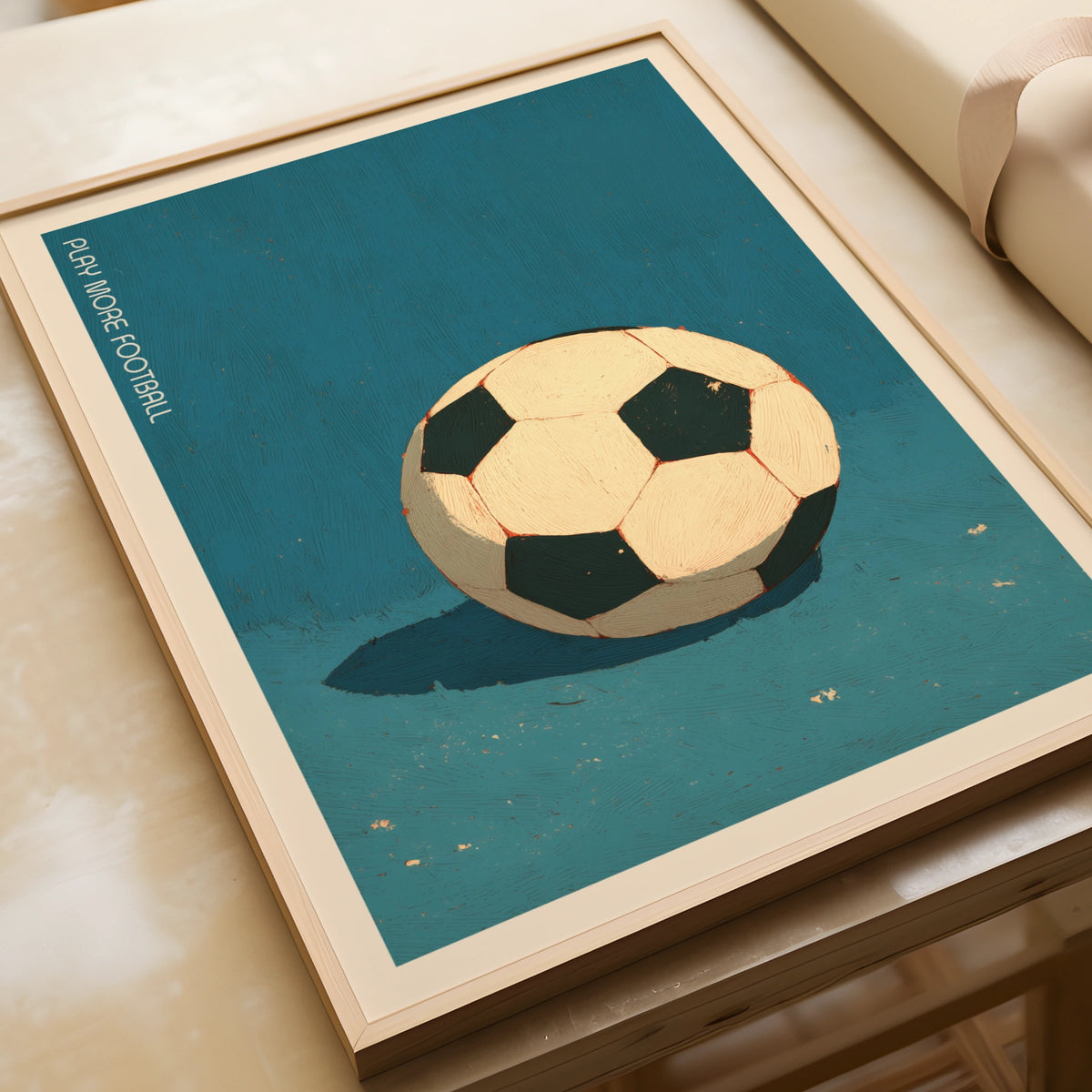 Play More Football Retro Print, Kids Football Poster, Vintage Soccer Wall Art, Boys Bedroom Decor