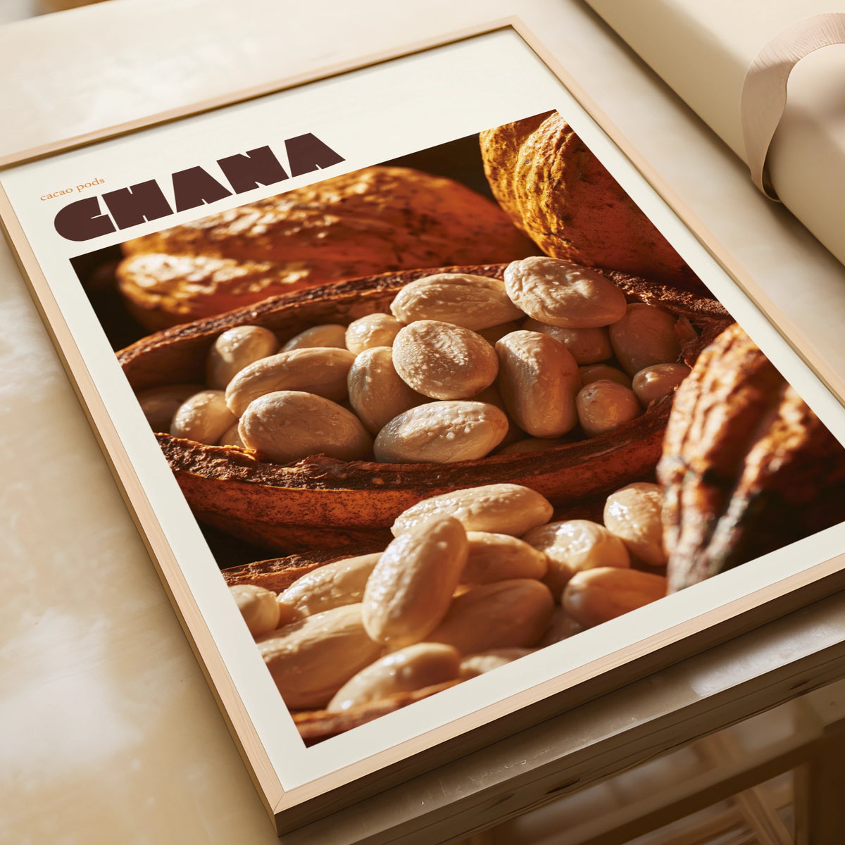 Ghana Cacao Pod Print, contemporary Travel Art, African Kitchen Wall Art, Chocolate Lover Gift