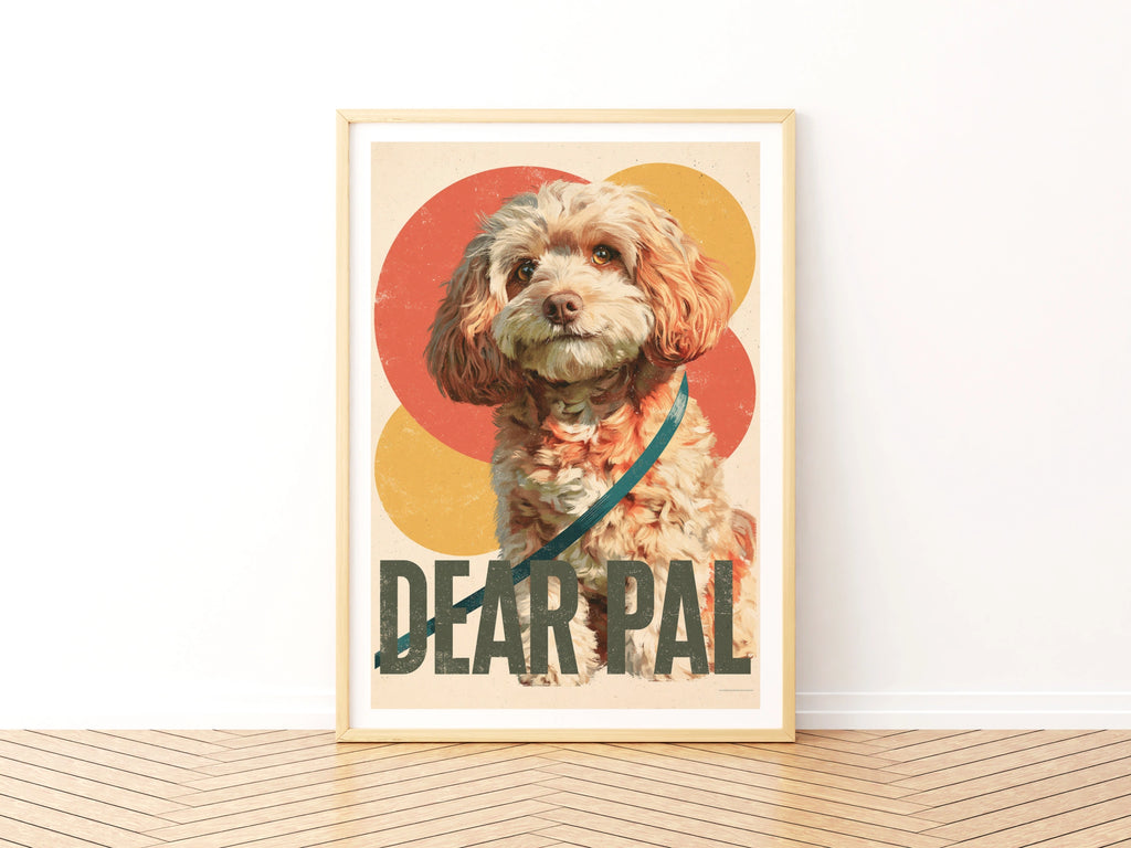 Retro Cockapoo Dog Print, Dear Pal Poster, Vintage Style Dog Wall Art, Doodle Gift