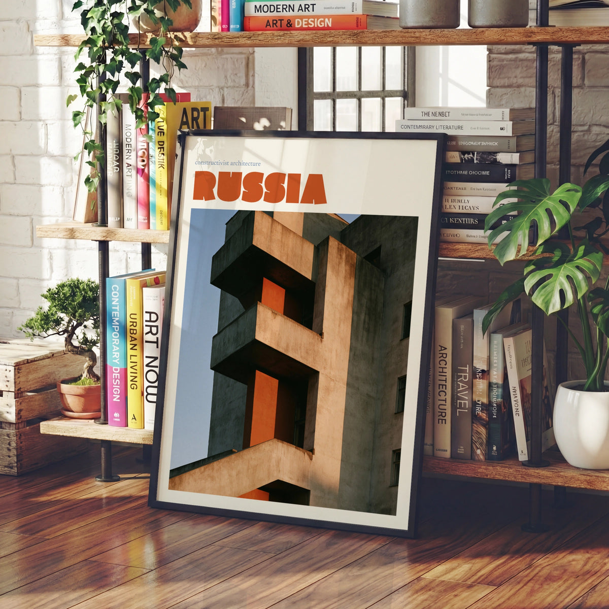 Russia Constructivist Architecture Poster, Retro Travel Print, Soviet Building Wall Art