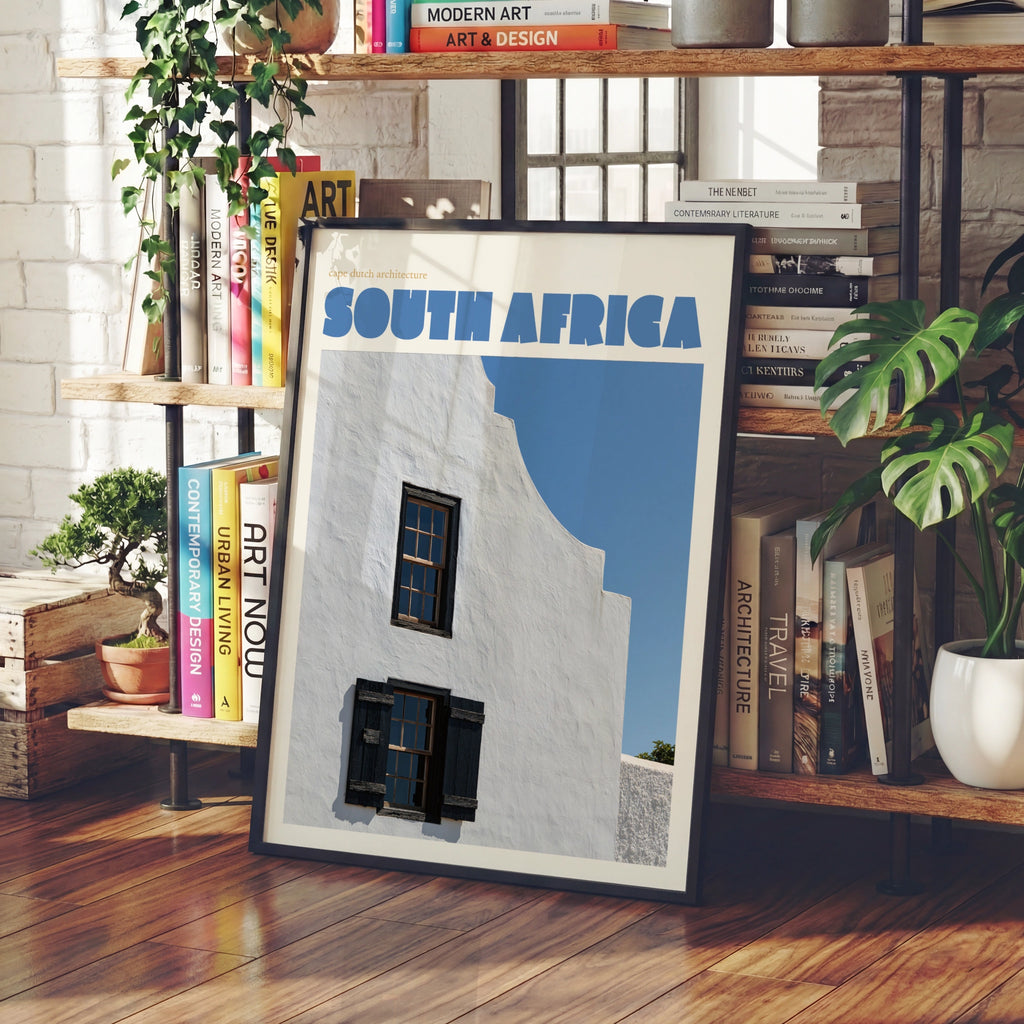 South Africa Contemporary Travel Poster, Cape Dutch Architecture Print, African Wall Art