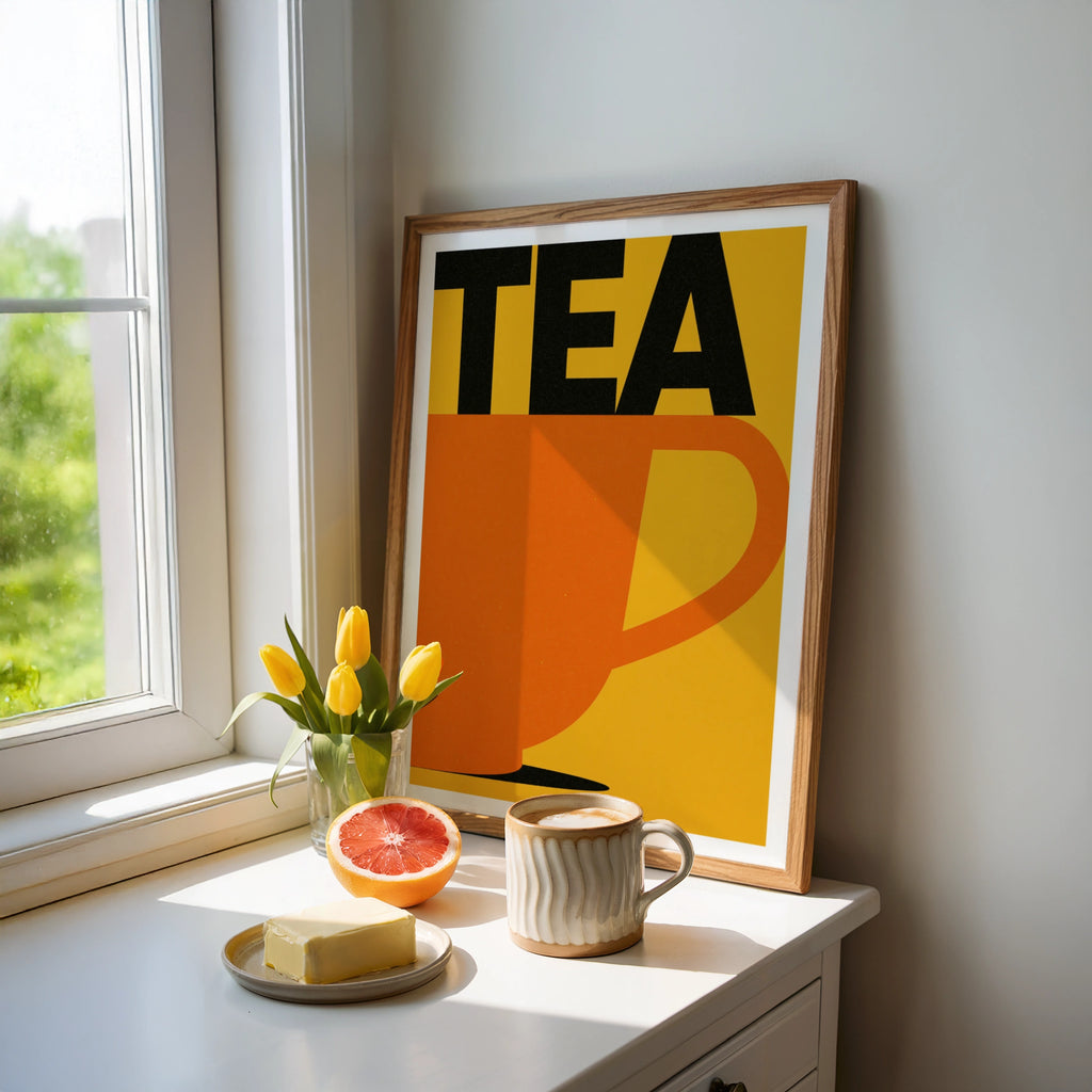 Tea Cup Poster Print | Contemporary Kitchen Decor | Bold TEA Design