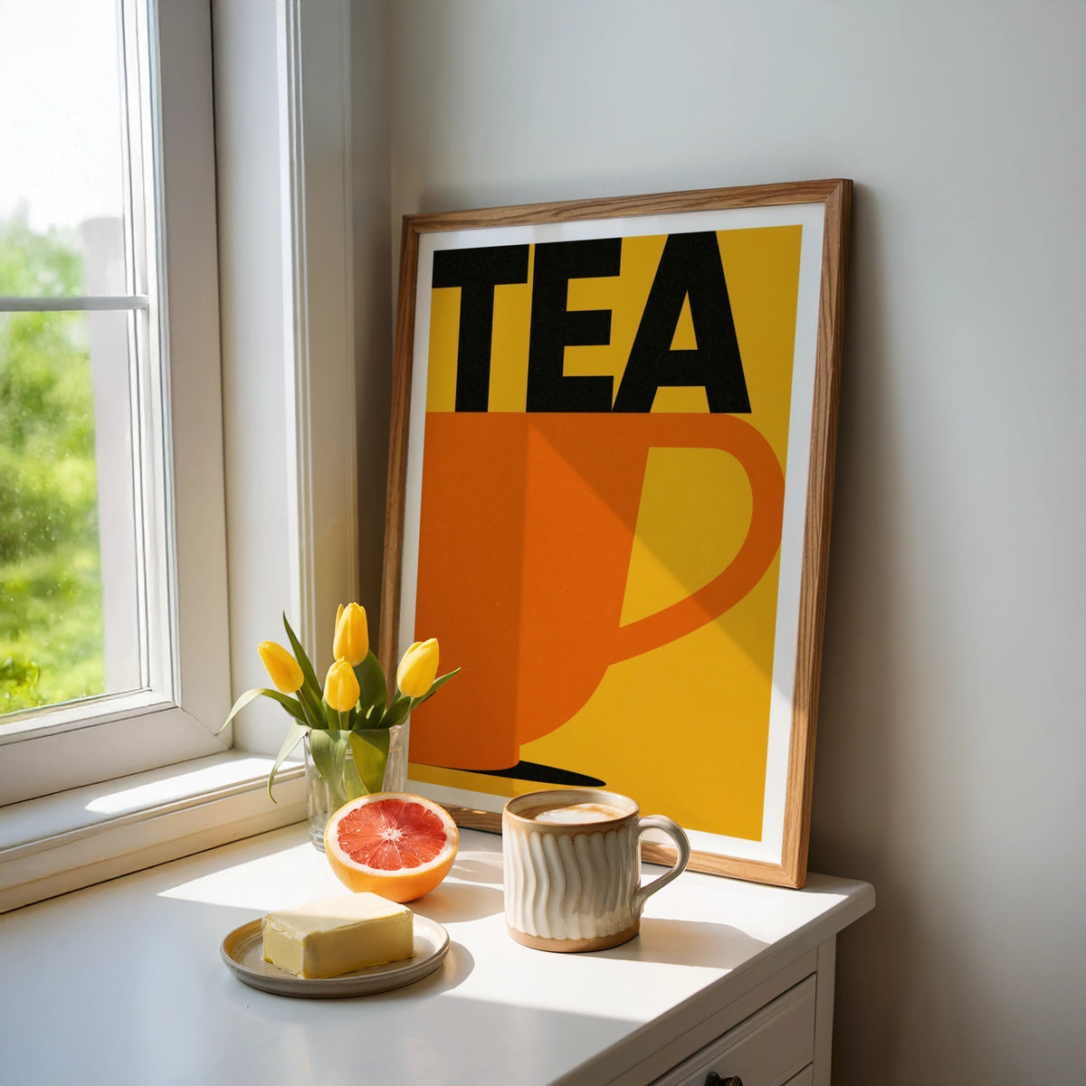 Tea Cup Poster Print | Contemporary Kitchen Decor | Bold TEA Design