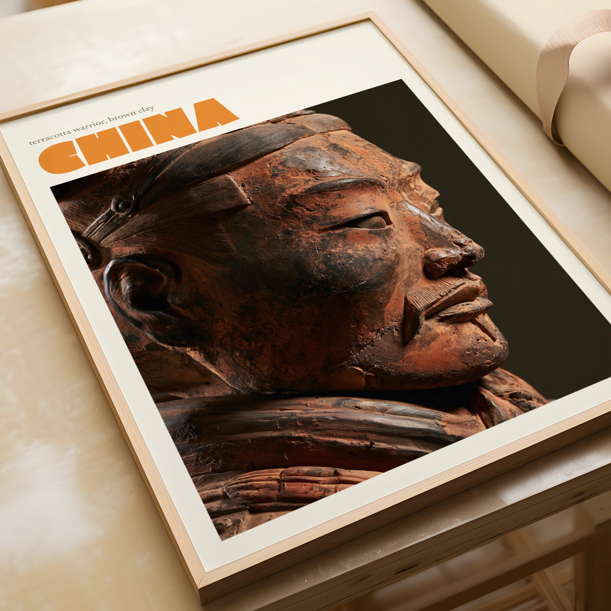 China Terracotta Warrior Print, contemporary Travel Wall Art, Xi'an, Earth Tones