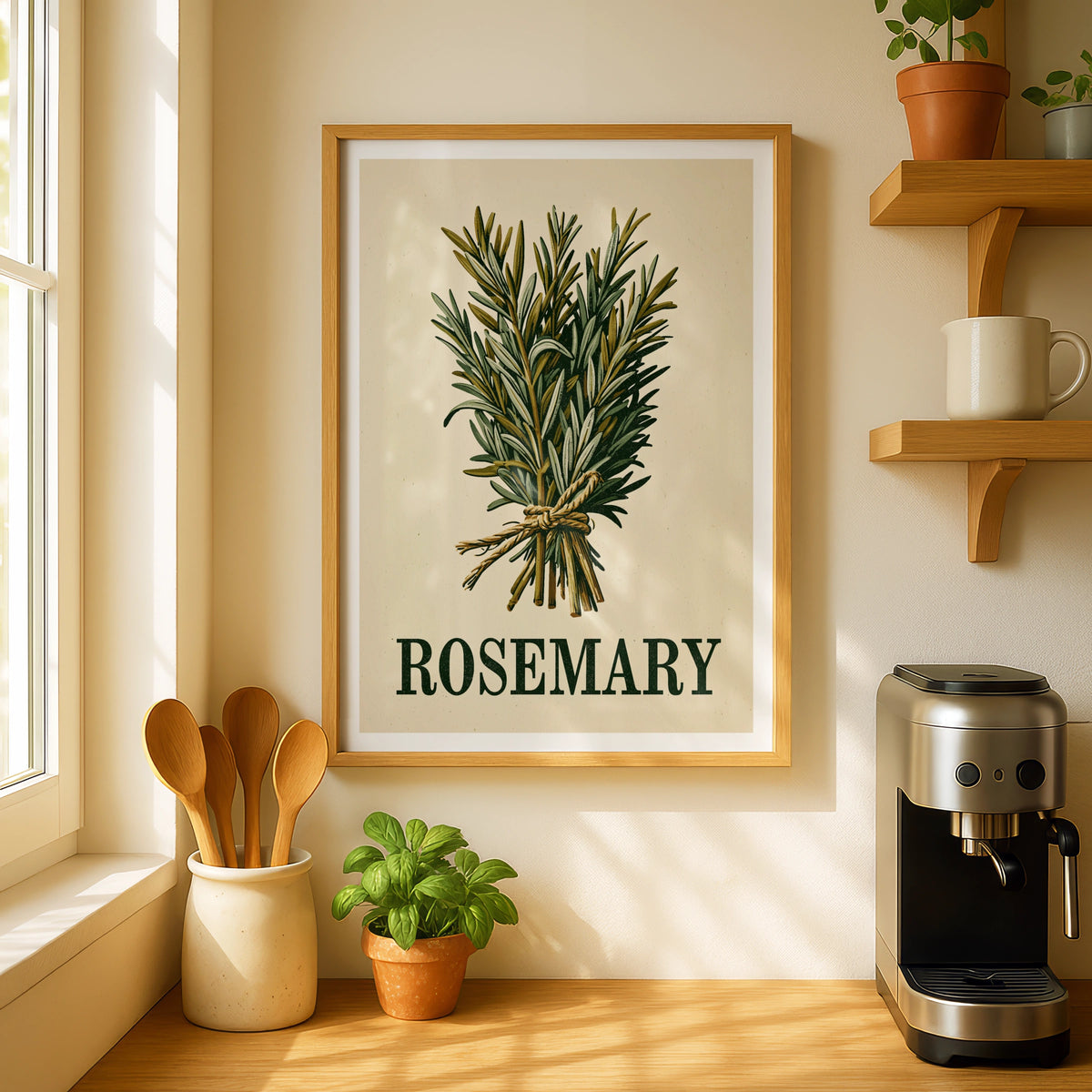 Rosemary Vintage Food Poster Print | Rustic Kitchen Decor | Retro Mid Century Herb Wall Art