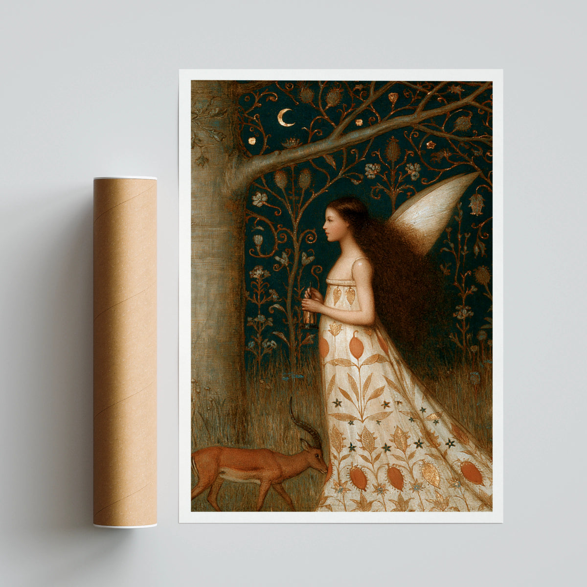 Fairy of the Woods  Folk Art Print, Classic Inspired Woodland Fairy Poster, Girls Bedroom Art