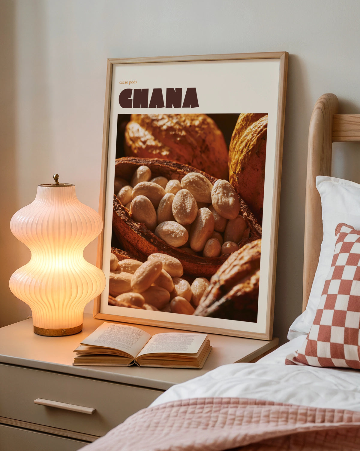 Ghana Cacao Pod Print, contemporary Travel Art, African Kitchen Wall Art, Chocolate Lover Gift