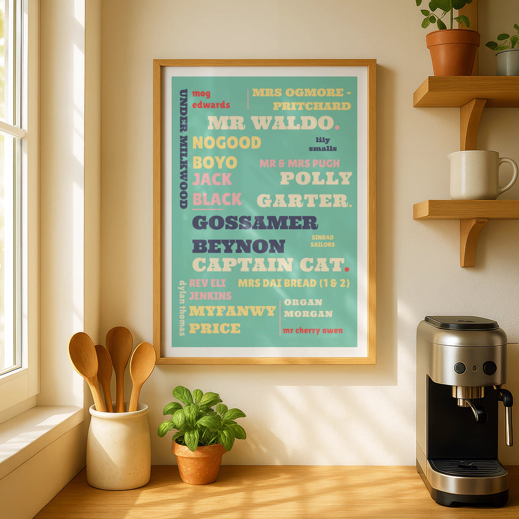 Under Milk Wood Print, Dylan Thomas Poster, Welsh Literature Wall Art, Retro Typography Gift