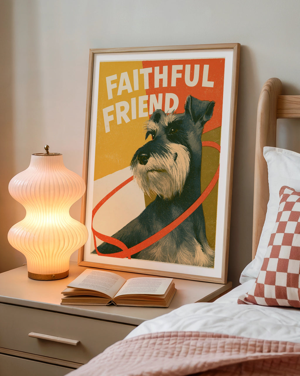 Schnauzer Art Print, Faithful Friend Retro Dog Print, Vintage Style Wall Art Gift