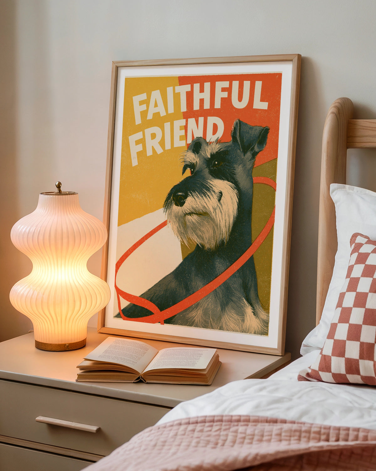 Schnauzer Art Print, Faithful Friend Retro Dog Print, Vintage Style Wall Art Gift