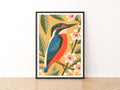 Kingfisher Print, Classic Inspired Prints, Vintage Bird Poster, Blossom Botanical Wall Art