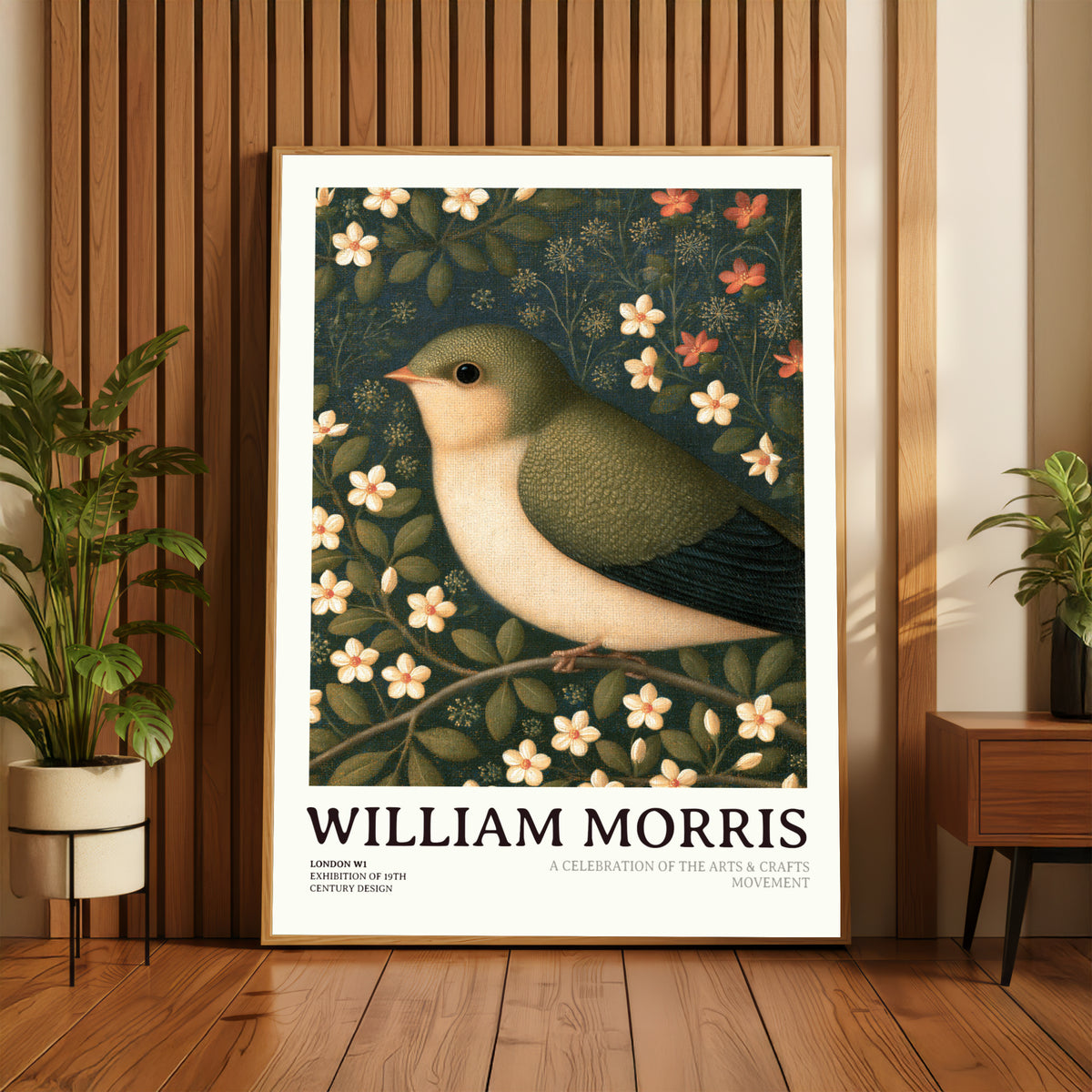 William Morris Bird Print, Classic Inspired Prints, Arts and Crafts Poster, Floral Bird Wall Art
