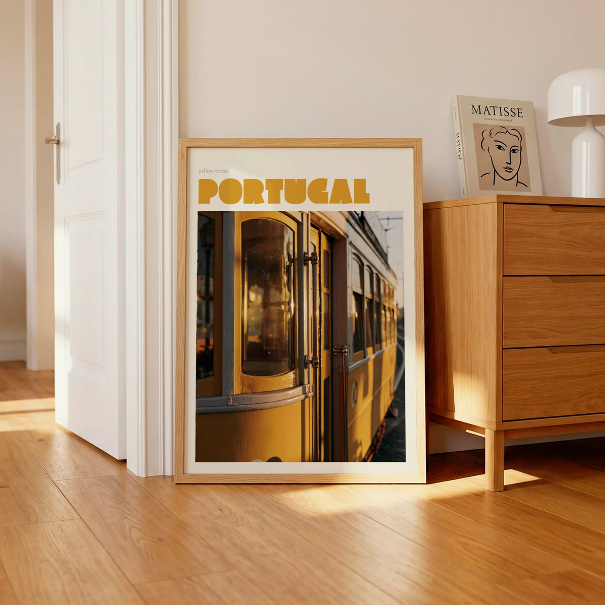 Portugal Yellow Tram Print, contemporary Lisbon Travel Wall Art, Tram 28 Decor