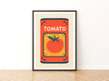 Vintage Food Poster Print, Tomato Can, Rustic Kitchen Decor, Retro Mid Century Risograph Wall Art