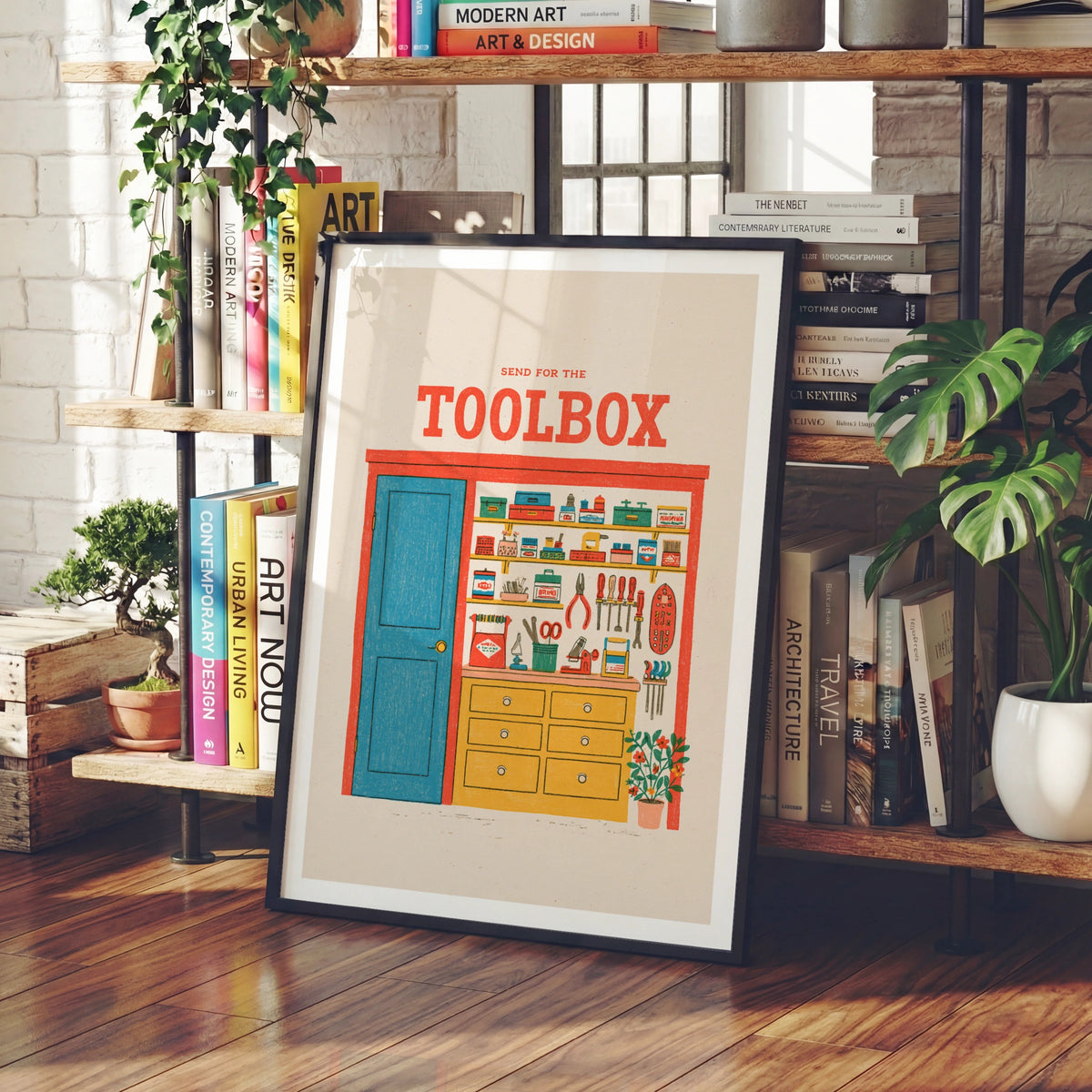 Send For The Toolbox Retro Workshop Poster, Vintage Tools Wall Art Print, Man Cave Print