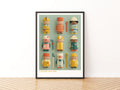 Construction Folk Kids Wall Art, Retro Wooden Toy Characters Print, Children's Bedroom Poster