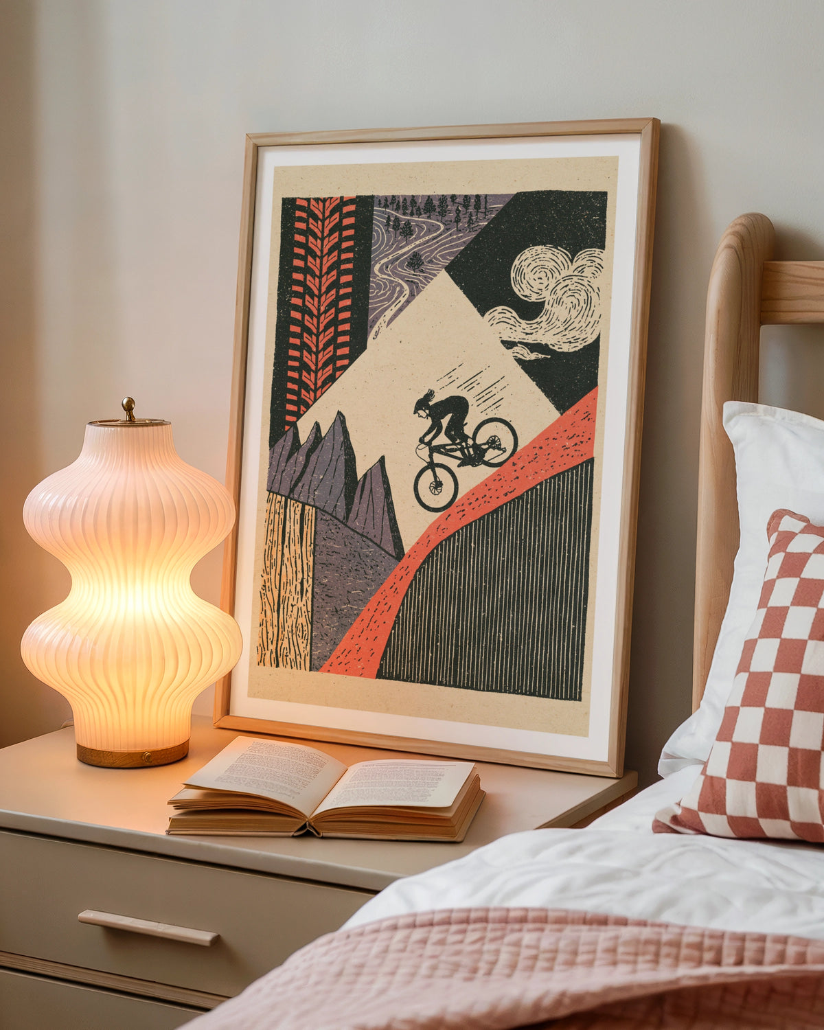 Retro Mountain Bike Poster, MTB Wall Art Print, Vintage Cycling Gift, Trail Riding Decor