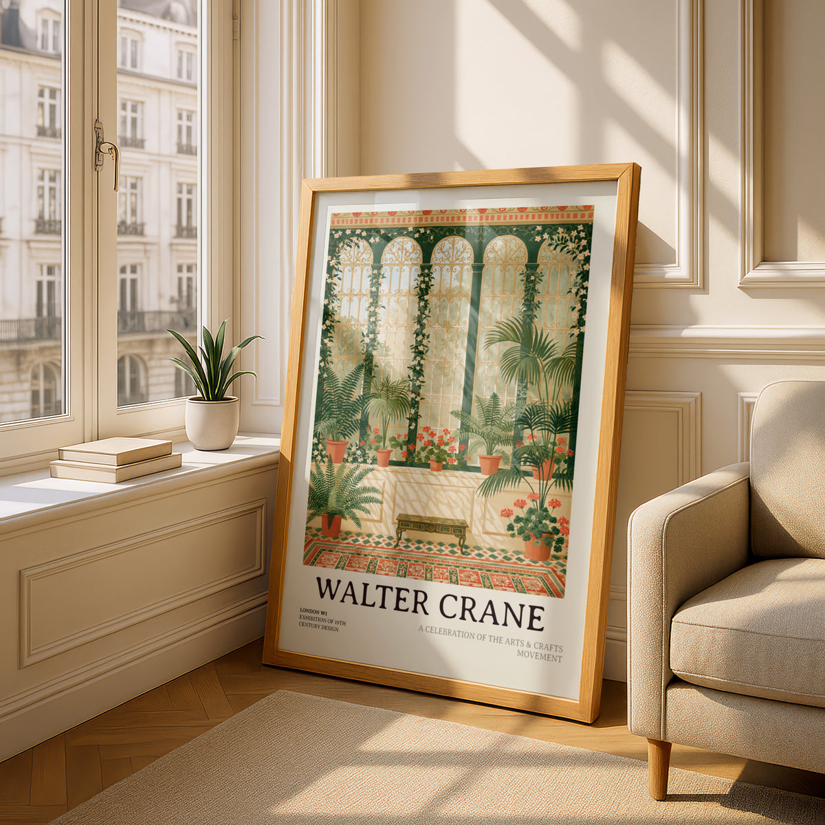 Walter Crane Exhibition Poster, Conservatory Botanical Art Print, Arts & Crafts Movement Wall Art