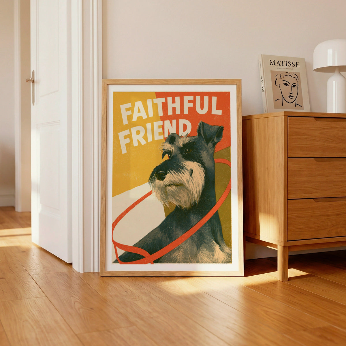 Schnauzer Art Print, Faithful Friend Retro Dog Print, Vintage Style Wall Art Gift