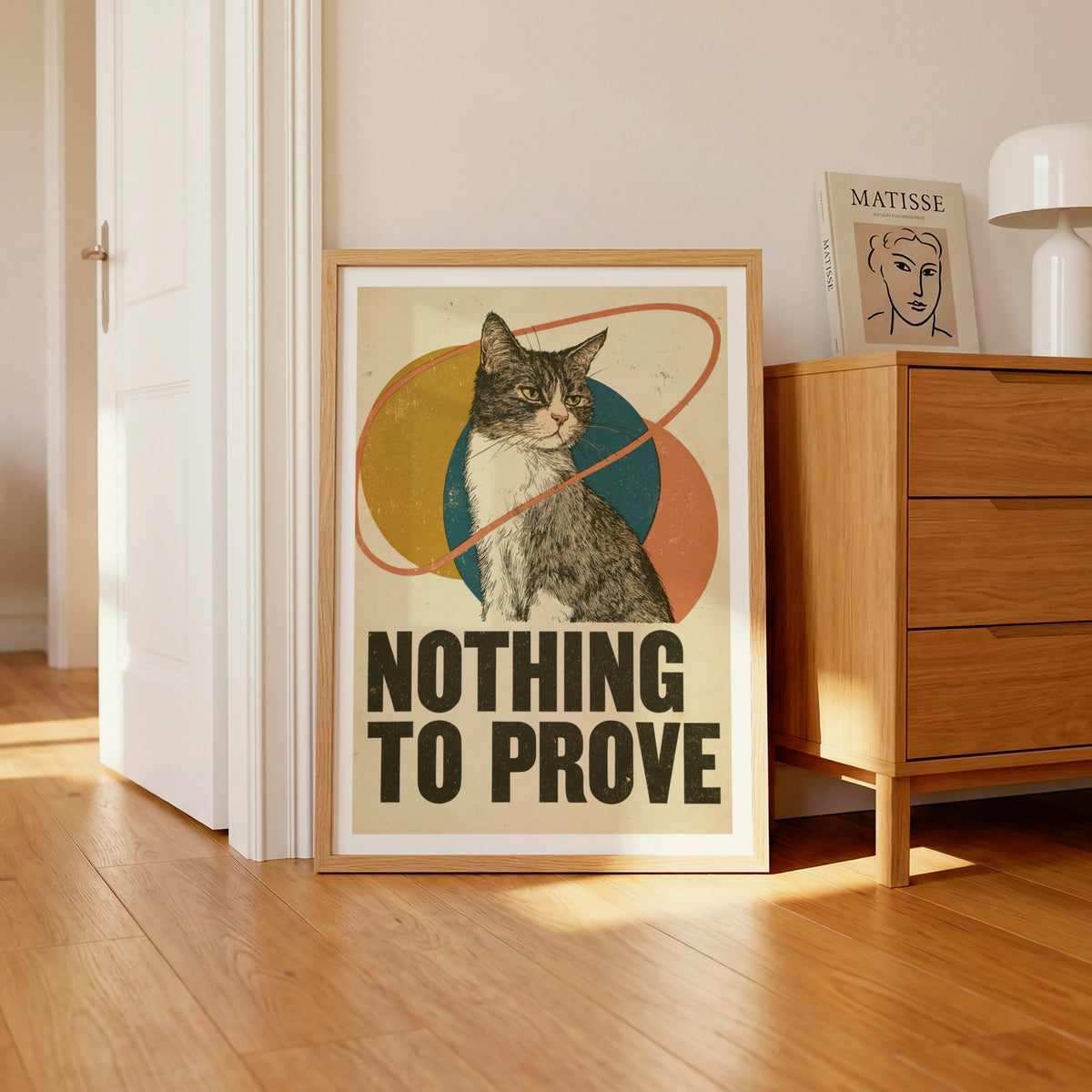 Retro Cat Print, Nothing To Prove Funny Cat Wall Art, Vintage Typography Cat Gift